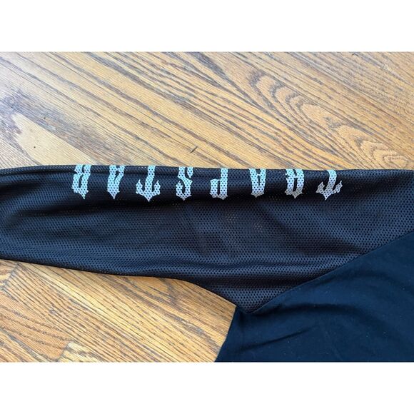TRAPSTAR Black Mesh Sleeve Gothic Emo Shirt Tee Top Women's Size Small - Picture 6 of 11